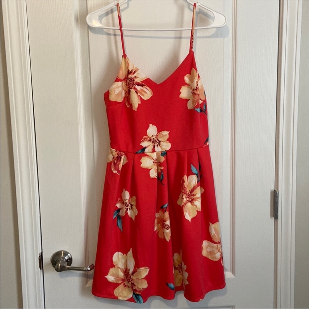 Monteau coral floral dress